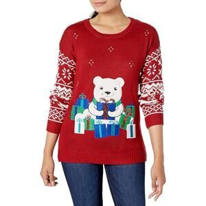 Notations Women's Size 3X Red Ugly Christmas Sweater Bear Gift Hugger